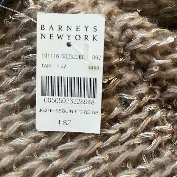 Renee’s NYC Accessories Sequin Beige Loose Knit Eternity Long Scarf - Picture 6 of 8